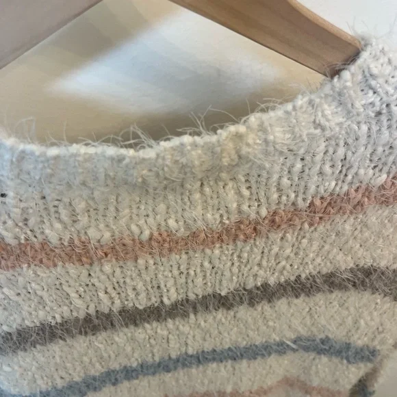 Adora popcorn fuzzy soft striped Multicolor Sweater, size S - Picture 7 of 10